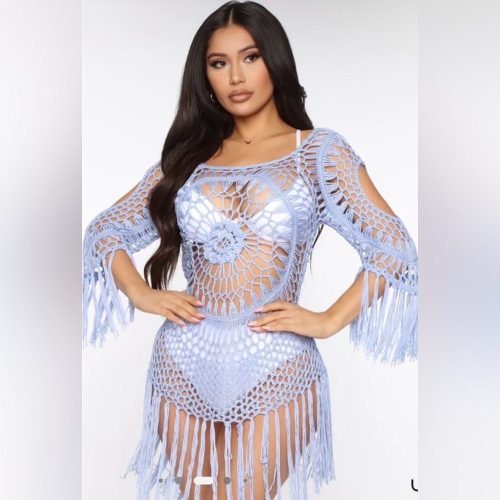 Crochet Swim Cover-Up in Light Blue